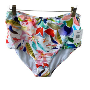 Raisins Curve NEW Plus Keiora Printed Tummy Thinner White Floral High Waist 14W